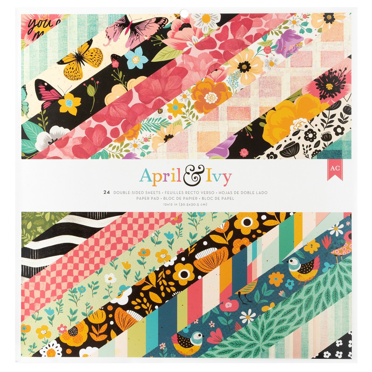 American Crafts Double-Sided Paper Pad 12"X12" 24/Pkg-April And Ivy